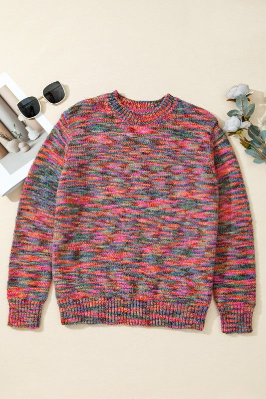 Space Dye Crew Neck Sweater with casual jeans