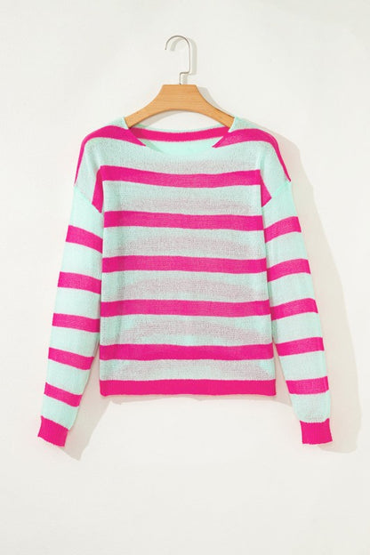 Women's Stripe Round Neck Sweater for casual jeans.