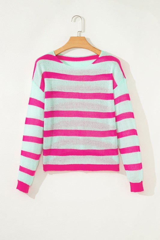 Women's Stripe Round Neck Sweater for casual jeans.