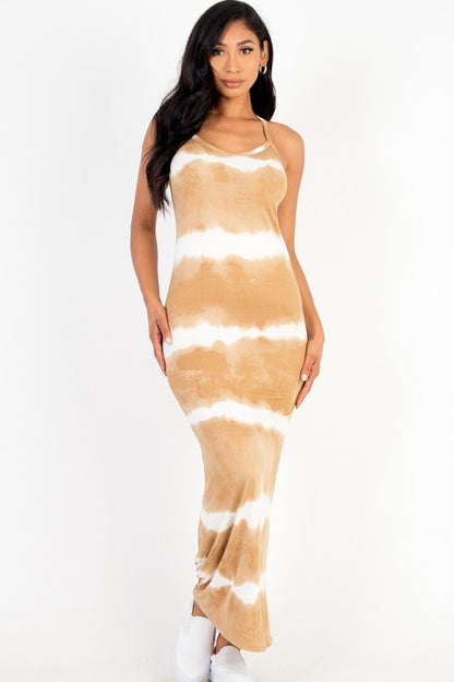 Striped Tie-Dye Maxi Dress