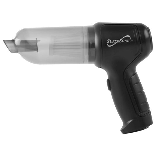 The Supersonic Cordless Hand Vacuum Cleaner is a lightweight, high-suction handheld vacuum featuring wireless operation, long-lasting battery life, and versatile attachments for quick, convenient cleaning on furniture, desks, and car interiors.