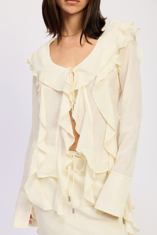 V-neck design enhances the neckline and flatters the upper body.