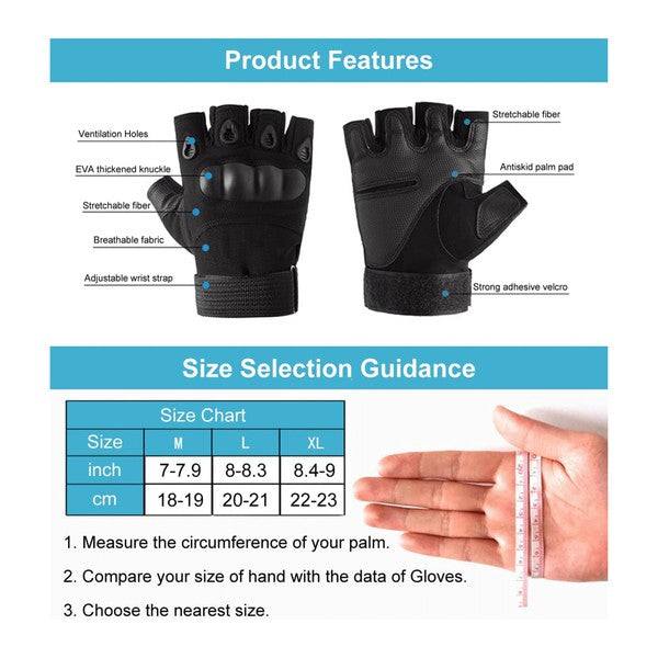 Built for battle and designed for dexterity, these Tactical Military Fingerless Airsoft Gloves are your go-to gear for airsoft, paintball, tactical training, and outdoor missions. With reinforced knuckles and breathable materials, they deliver the perfect balance of protection, flexibility, and grip—without sacrificing speed.