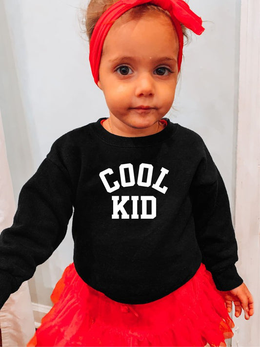 Black toddler sweatshirt in soft fleece with crew neck and long sleeves — comfortable everyday top for toddlers