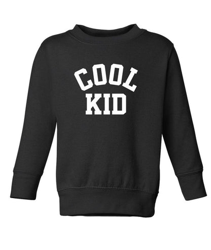 Black toddler sweatshirt in soft fleece with crew neck and long sleeves — comfortable everyday top for toddlers
