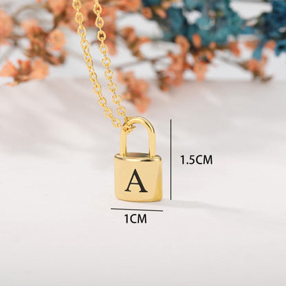 Initial Necklace For Women Padlock Lock Letter Necklace Chain Stainless Steel Jewelry Valentine&#39;s Day Gift Collier Femme