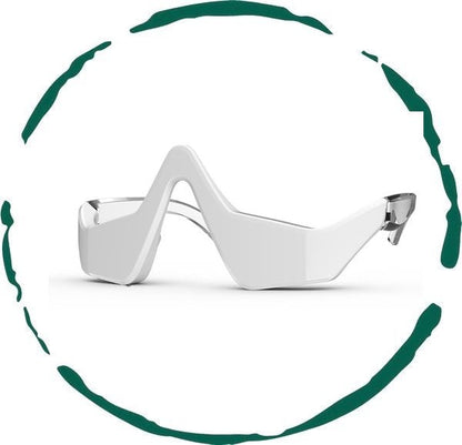 Under-eye red light therapy mask with ergonomic design and LED lights targeting dark circles and puffiness

