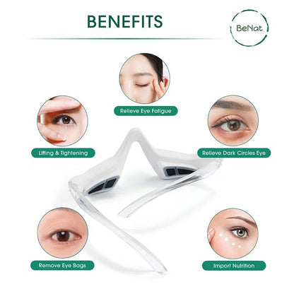 Under-eye red light therapy mask with ergonomic design and LED lights targeting dark circles and puffiness

