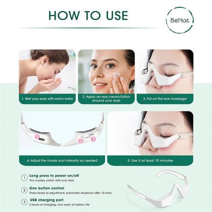 Under-eye red light therapy mask with ergonomic design and LED lights targeting dark circles and puffiness

