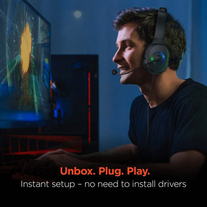 Unbox. Plug using V150 Stereo Headset