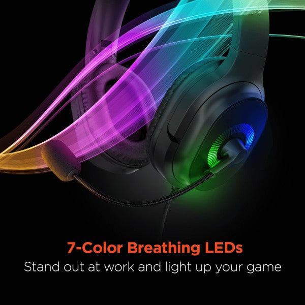7-Color Breathing LEDs V150 Stereo Headset for gaming setup