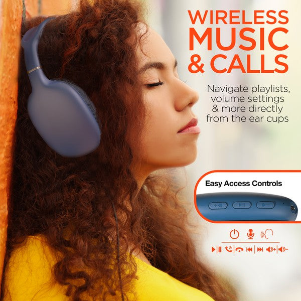 A lady Close up with VIBE Wireless Headphones controls
