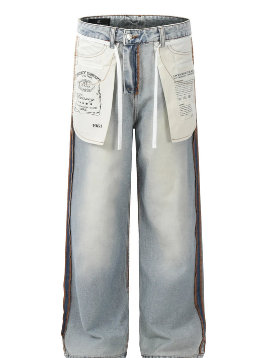 Bold. Baggy. Unapologetically stylish. These wide-leg jeans bring together retro flair and modern streetwear with standout side stripes and patchwork detailing that demand attention.