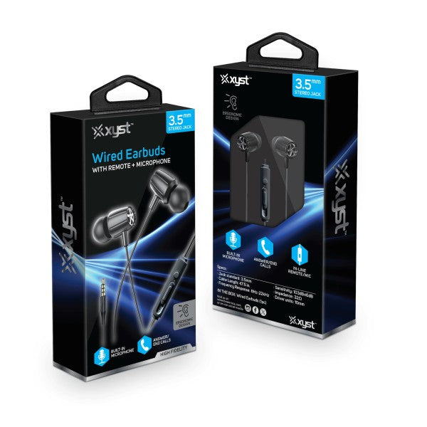 Xyst Stereo Earbuds in case black