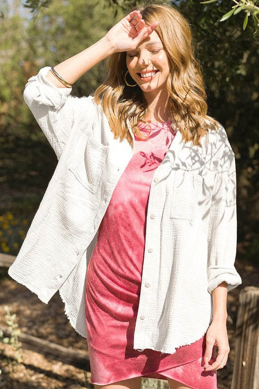 No lining—lightweight and perfect for warm or layered wear. 