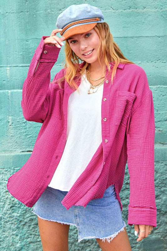 Raw hem detail makes it low-maintenance in styling. 