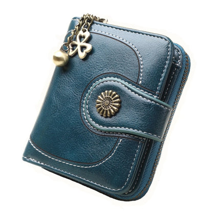 Women's New Coin Purse Cross Border Source Oil Leather Clutch Retro Oil Wax Leather Coin Bag Card Holder Card Holder H828