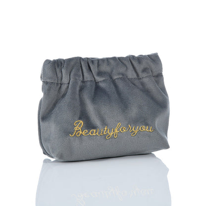Alphabet-embroidered Velvet Shrapnel Coin Purse