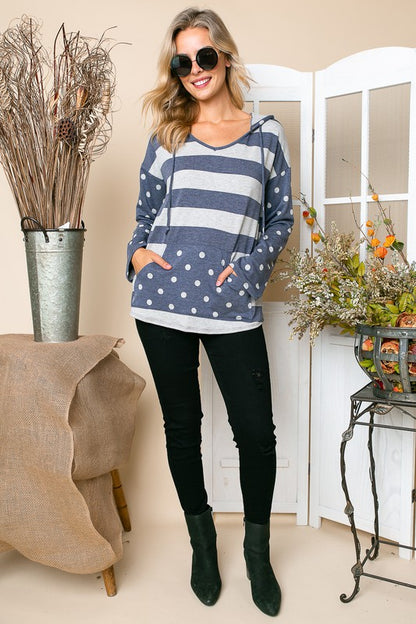 POLKA DOT STRIPE MIX SWEATSHIRTS