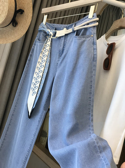 Women's High-waist Tencel Denim Wide-leg Pants