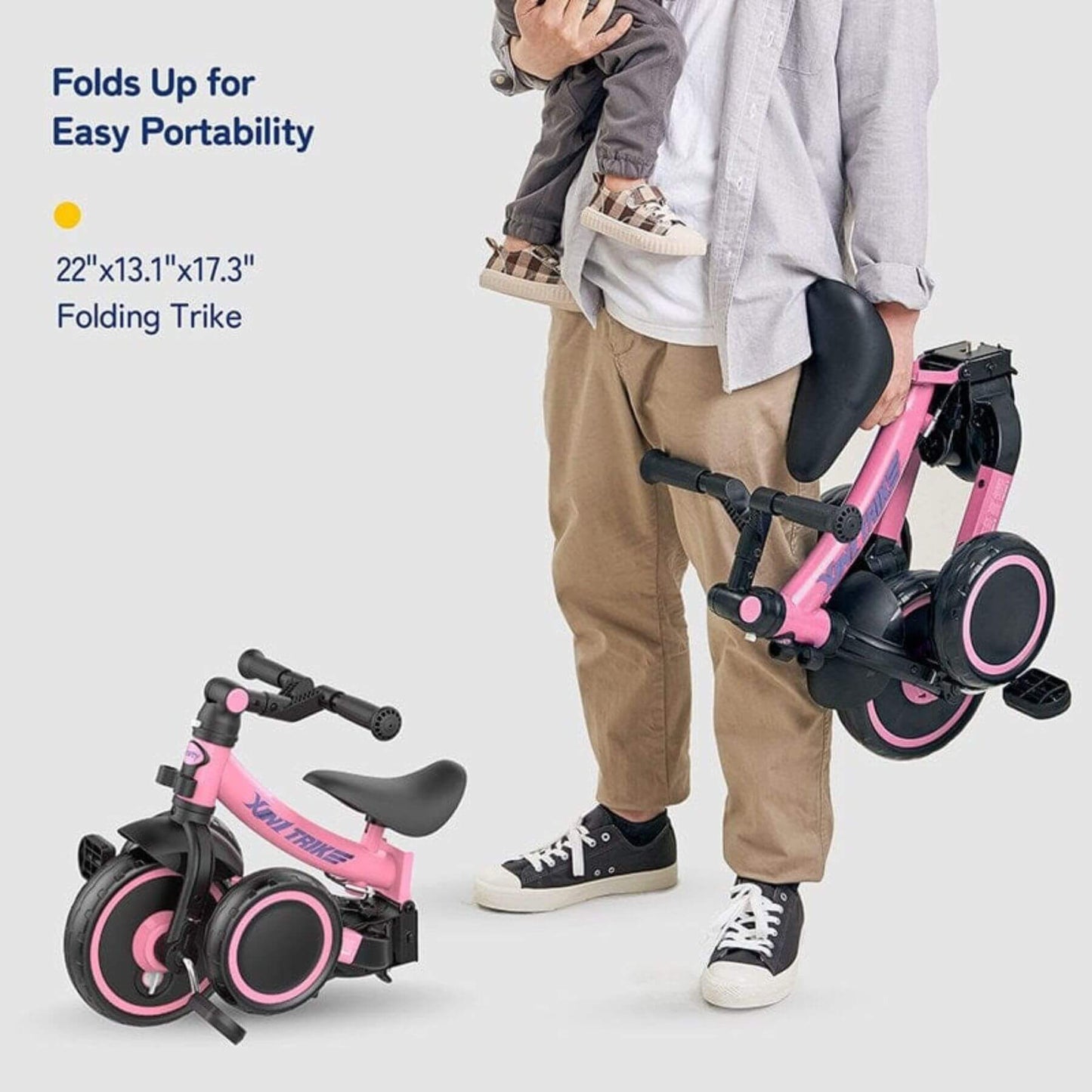 Besrey Toddler 7-in-1 Trike Tricycle for Infant and Kids Blue (Open Box)