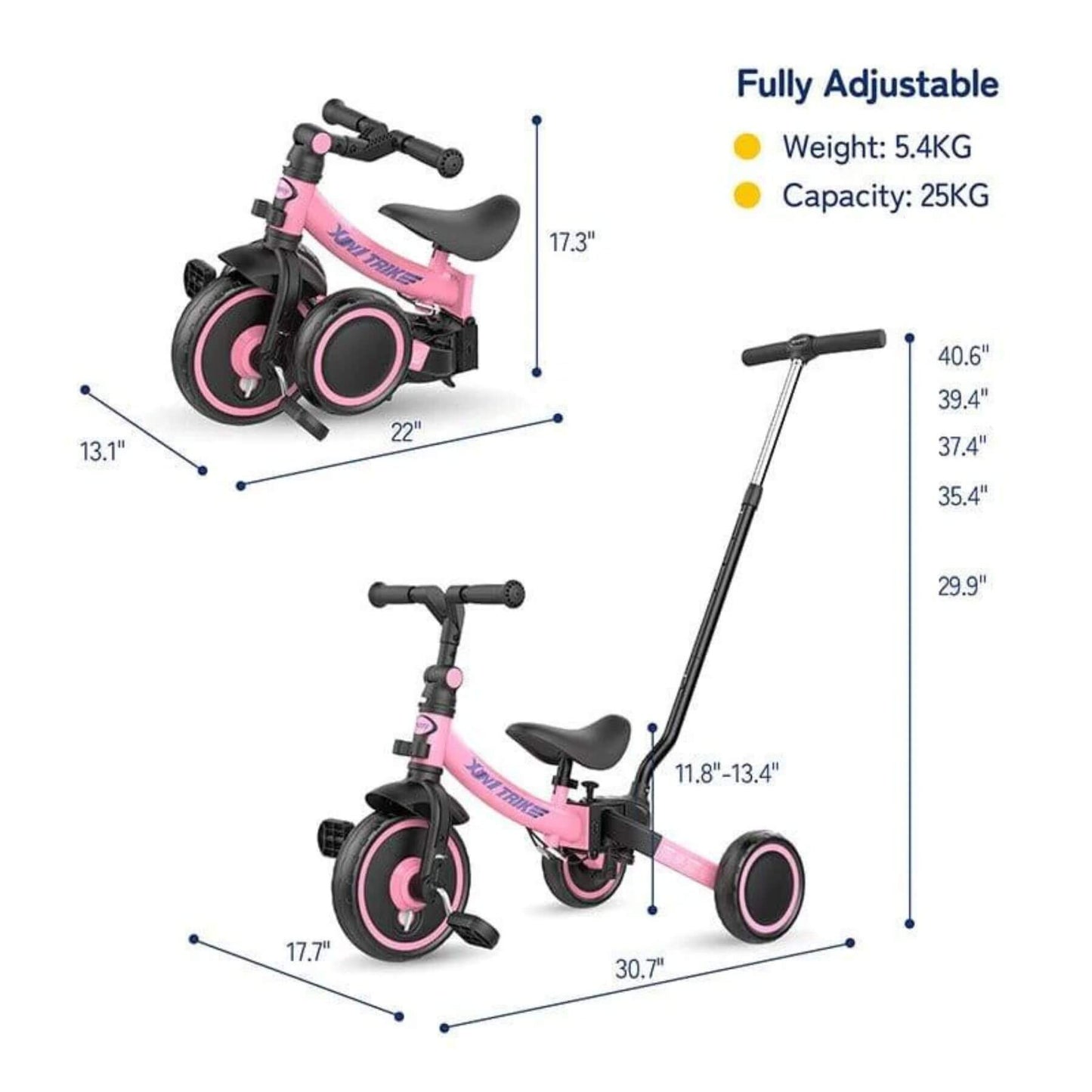 Besrey Toddler 7-in-1 Trike Tricycle for Infant and Kids Blue (Open Box)