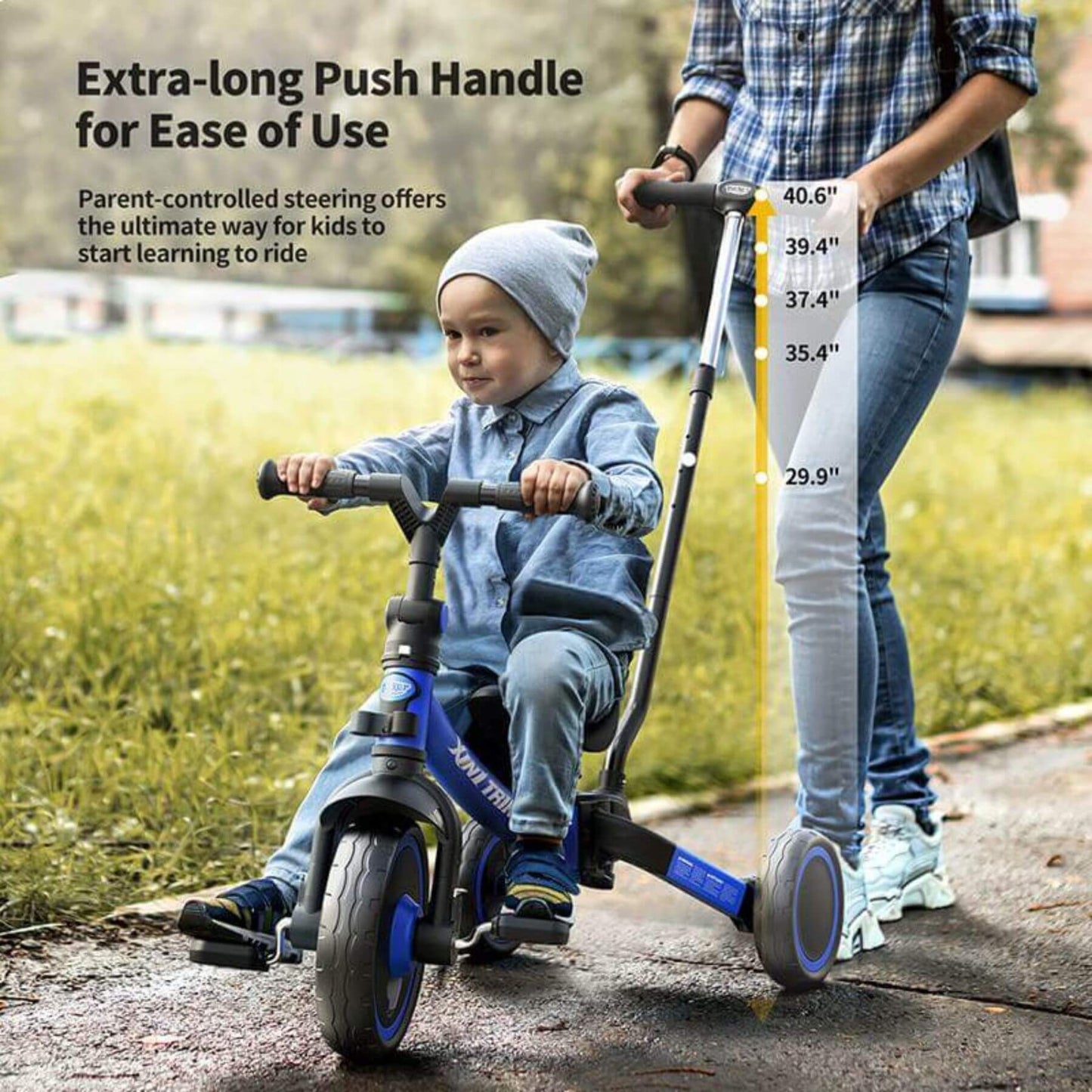 Besrey Toddler 7-in-1 Trike Tricycle for Infant and Kids Blue (Open Box)