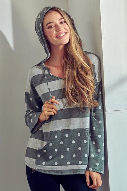 POLKA DOT STRIPE MIX SWEATSHIRTS