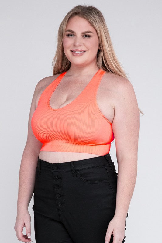 Plus Sized Ribbed Cropped Tank Top