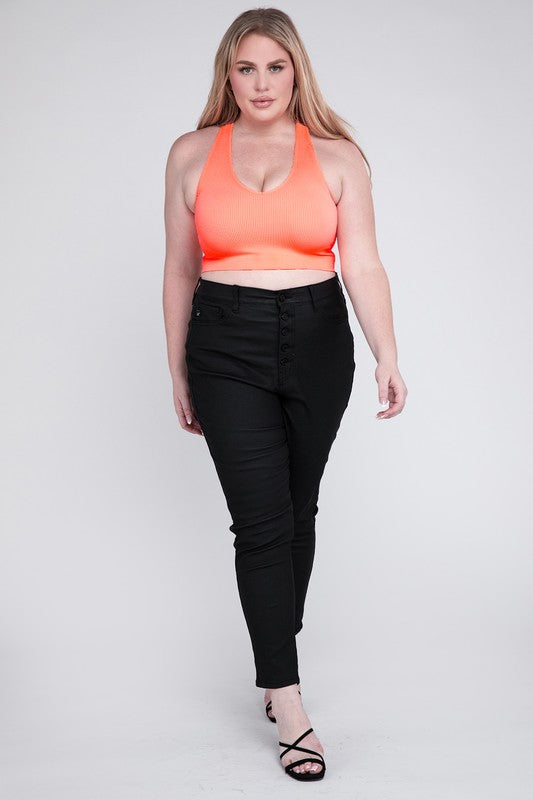 Plus Sized Ribbed Cropped Tank Top