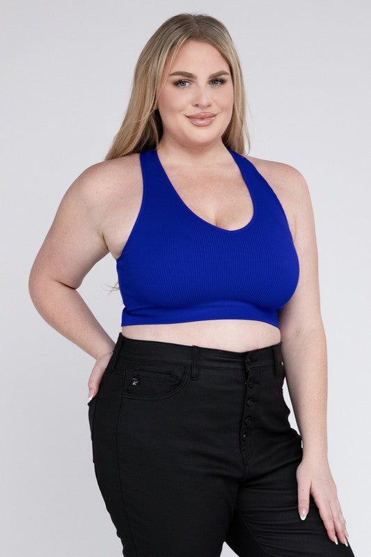 Plus Sized Ribbed Cropped Tank Top