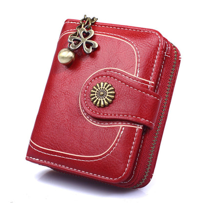 Women's New Coin Purse Cross Border Source Oil Leather Clutch Retro Oil Wax Leather Coin Bag Card Holder Card Holder H828