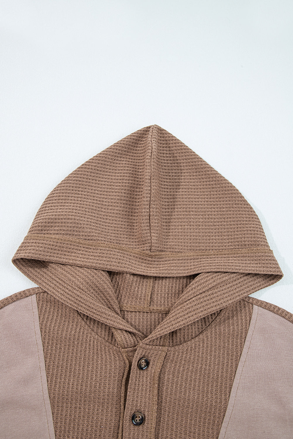 Goat Waffle Contrast Patchwork Plus Size Pocketed Hoodie