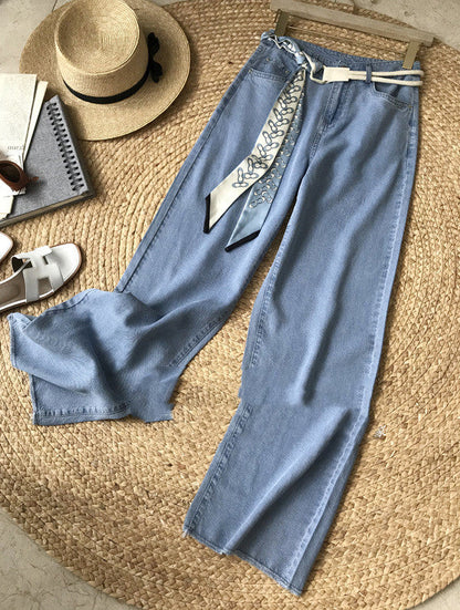 Women's High-waist Tencel Denim Wide-leg Pants