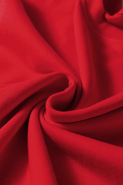 Fiery Red Varsity Striped Detail Crew Neck Plus Sweatshirt