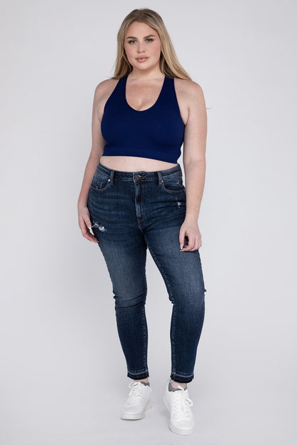 Plus Sized Ribbed Cropped Tank Top