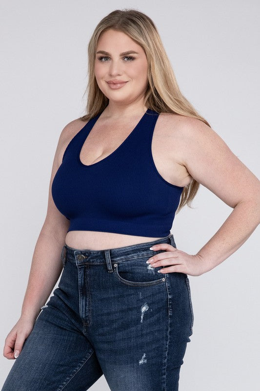 Plus Sized Ribbed Cropped Tank Top