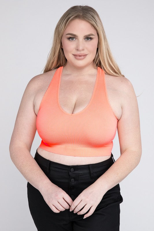 Plus Sized Ribbed Cropped Tank Top