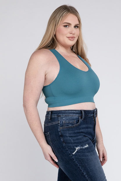 Plus Sized Ribbed Cropped Tank Top