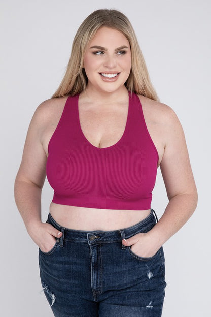 Plus Sized Ribbed Cropped Tank Top