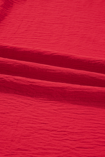 Fiery Red Plus Size Smocked Cuff Dolman Oversized Tunic Blouse