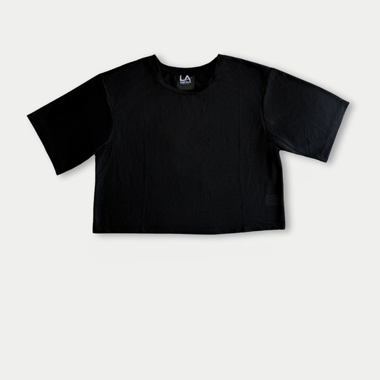 LA GEAR ACTIVEWEAR CROPPED MESH TEE