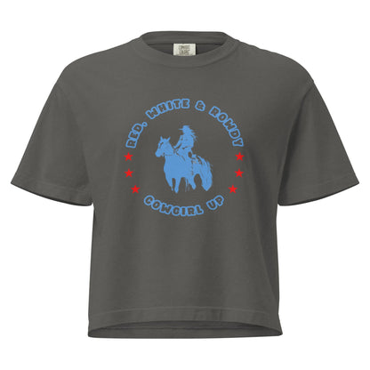 Red White Rowdy Mid Length Box Tee